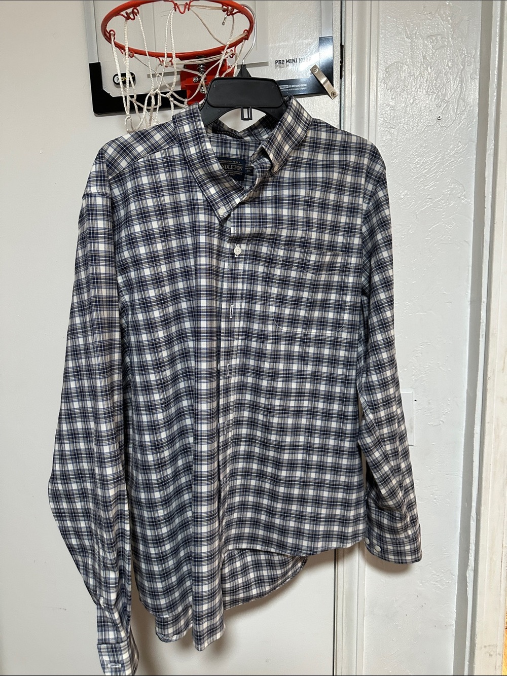 Jos. A. Bank Men's Plaid Button-Down Shirt in Blue and White